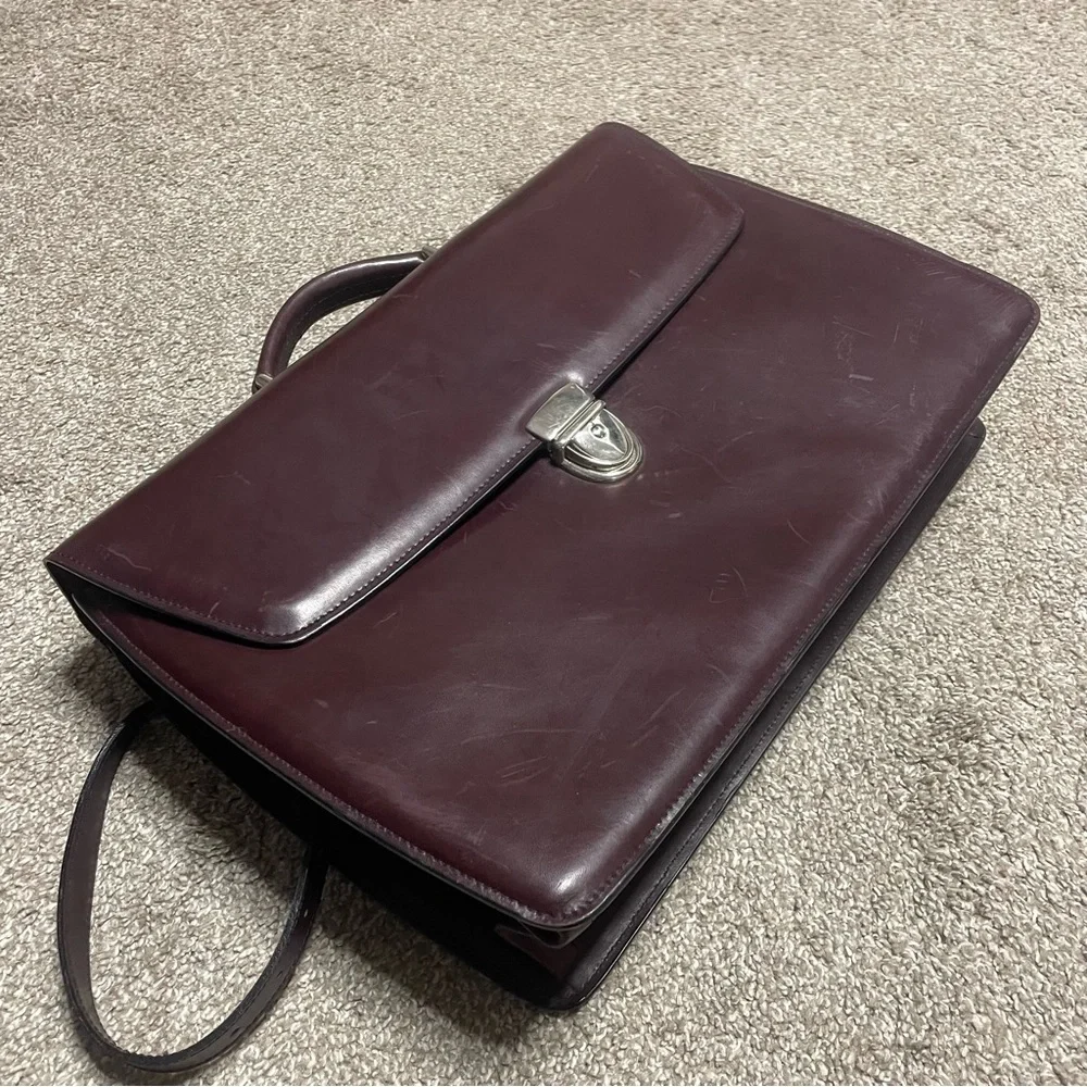 Men’s Jack Georges Leather Flap Over Briefcase